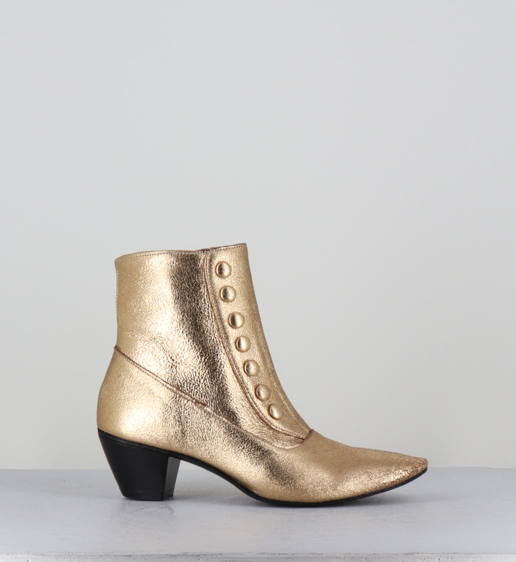 Boots à boutons en cuir doré -  AMIA LAME ORO