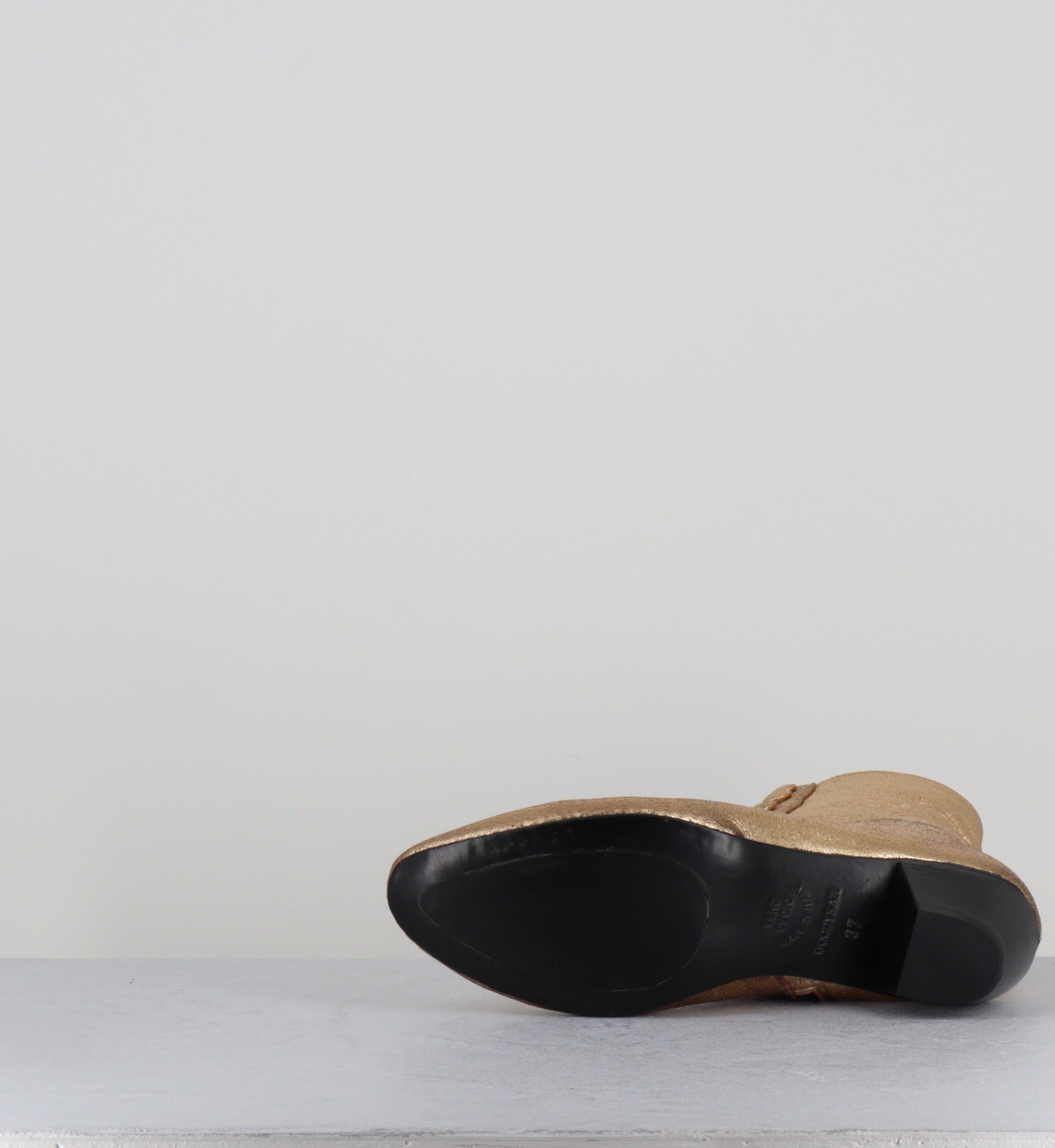 Boots à boutons en cuir doré -  AMIA LAME ORO