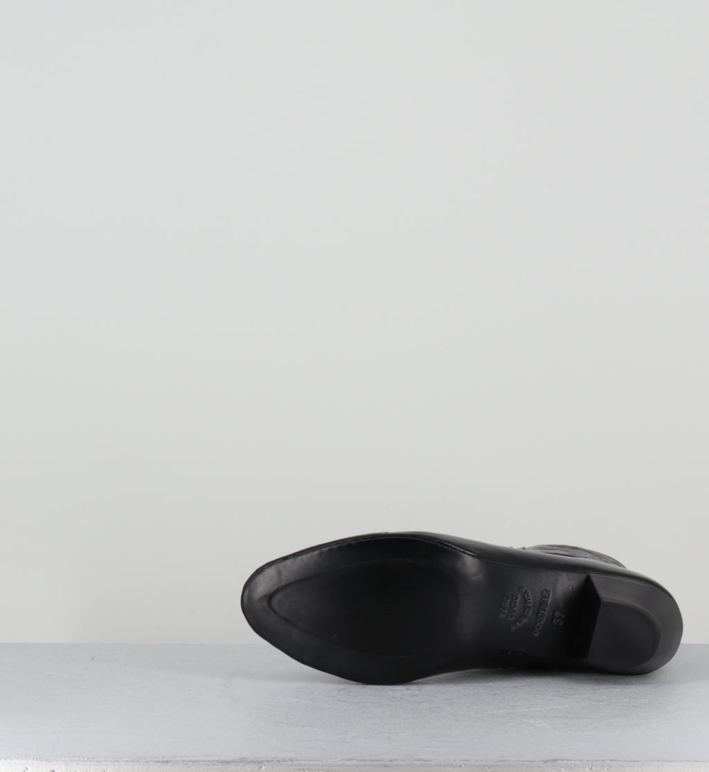 Boots à boutons en cuir noir - AMIA VERNICE NERO
