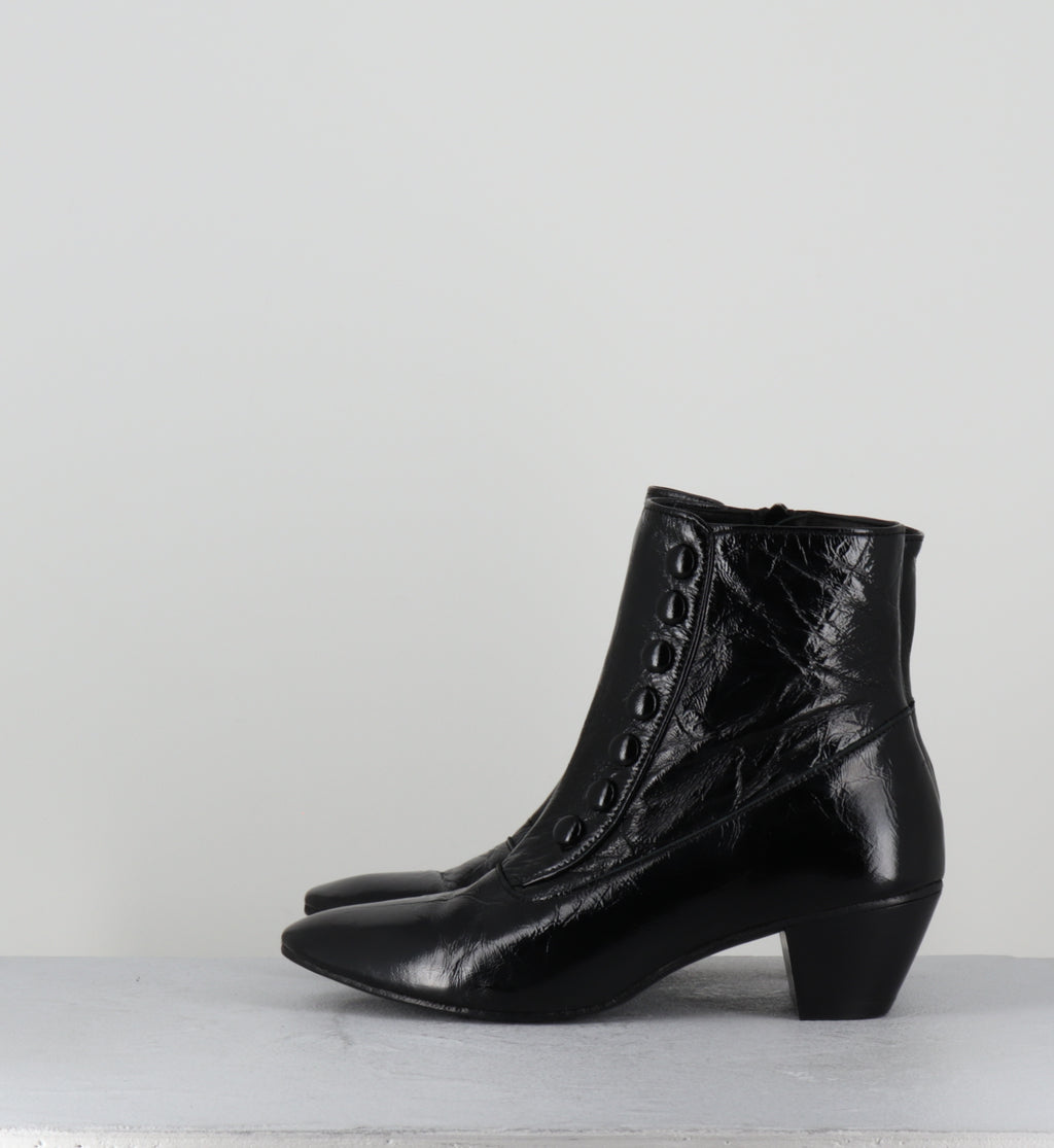 Boots à boutons en cuir noir - AMIA VERNICE NERO