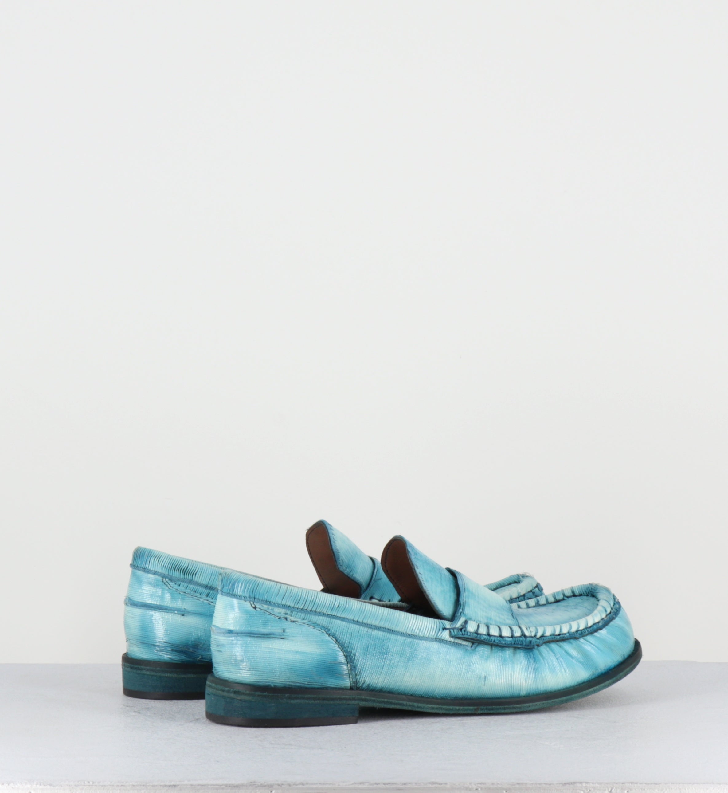 Mocassins en cuir bleu ciel turquoise - SALAI INTAGLI TEMPESTA