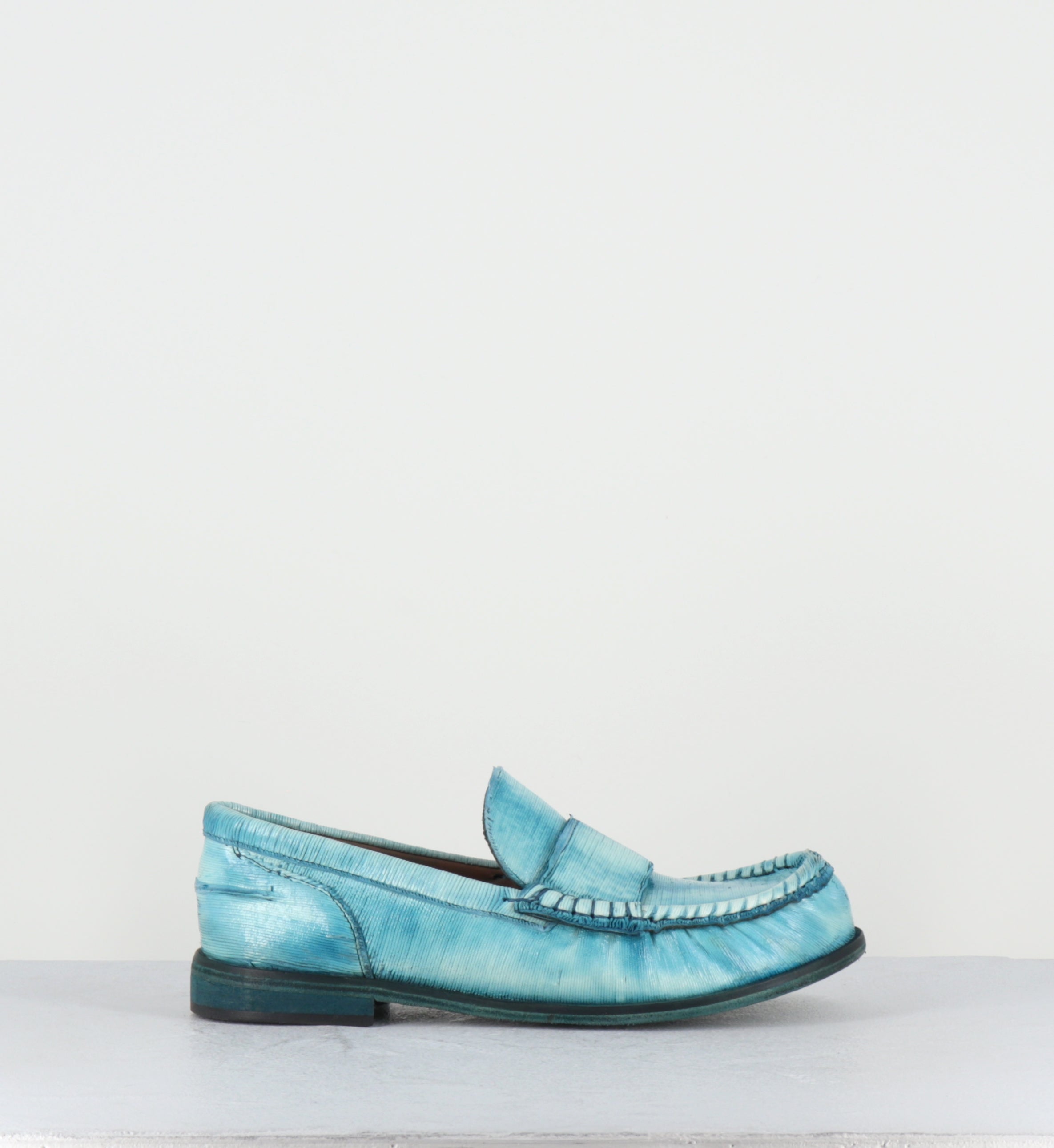 Mocassins en cuir bleu ciel turquoise - SALAI INTAGLI TEMPESTA