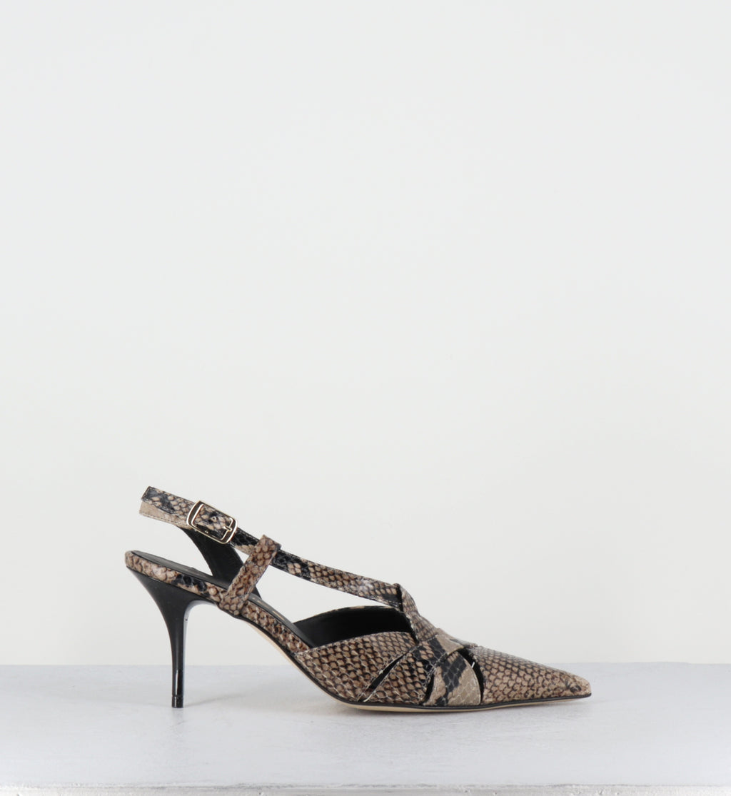 Escarpins bout pointu talon haut python beige  - IANNA PITONE BEIGE