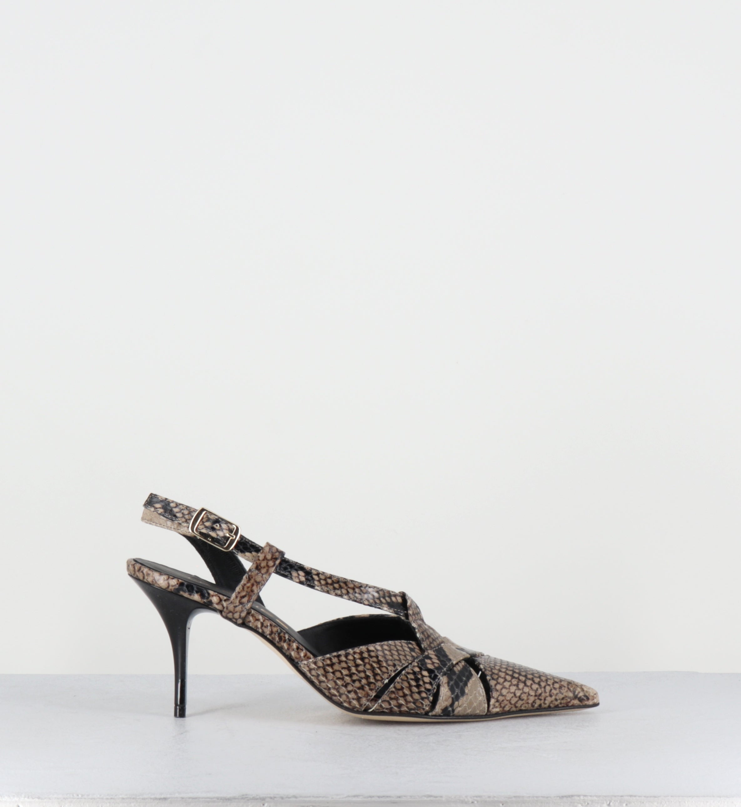 Escarpins bout pointu talon haut python beige  - IANNA PITONE BEIGE