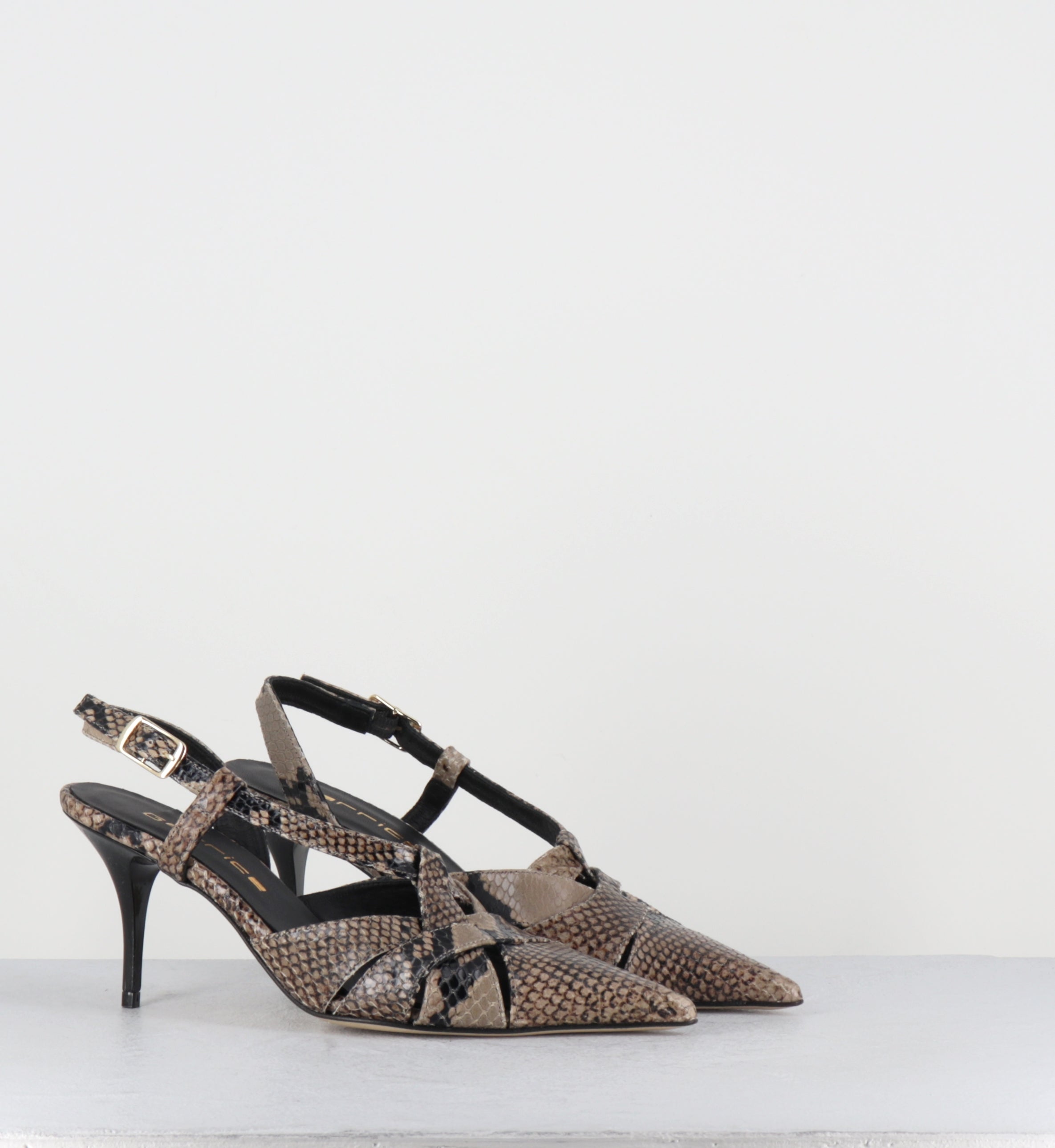 Escarpins bout pointu talon haut python beige  - IANNA PITONE BEIGE