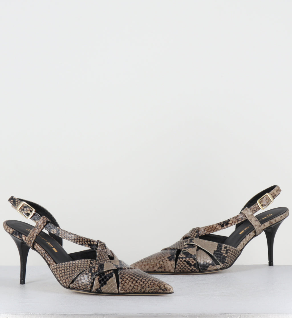 Escarpins bout pointu talon haut python beige  - IANNA PITONE BEIGE