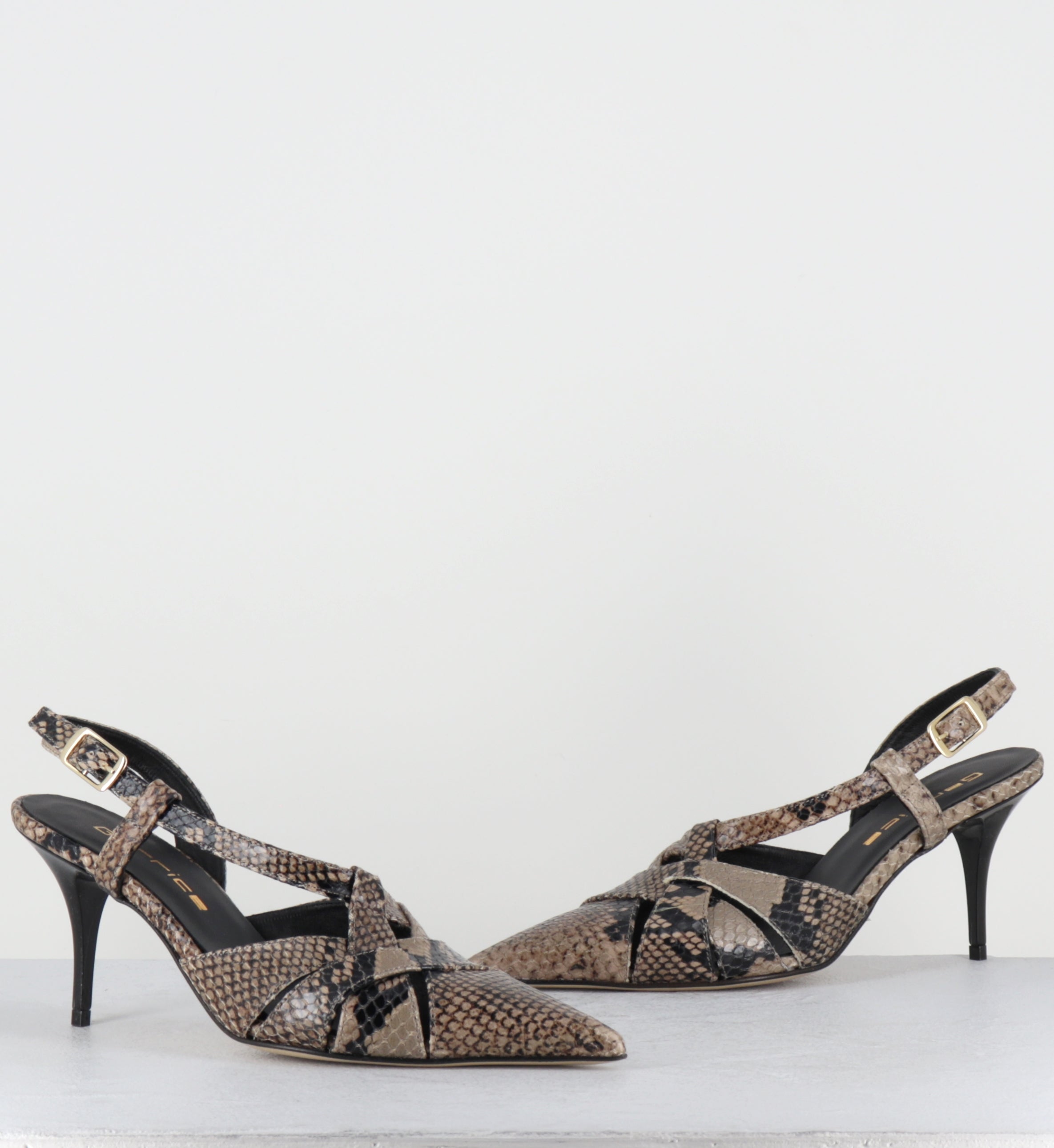 Escarpins bout pointu talon haut python beige  - IANNA PITONE BEIGE