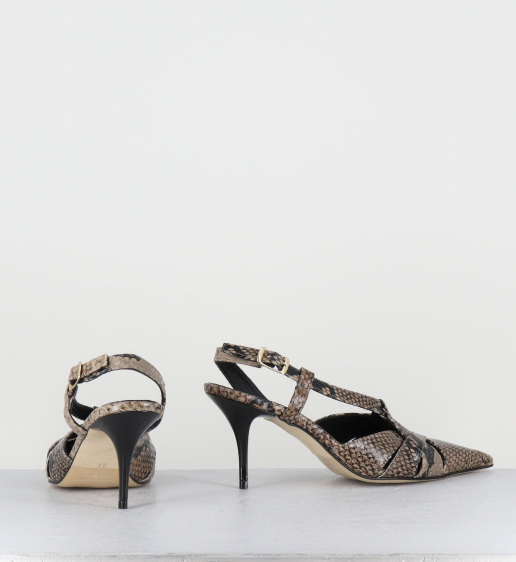 Escarpins bout pointu talon haut python beige  - IANNA PITONE BEIGE