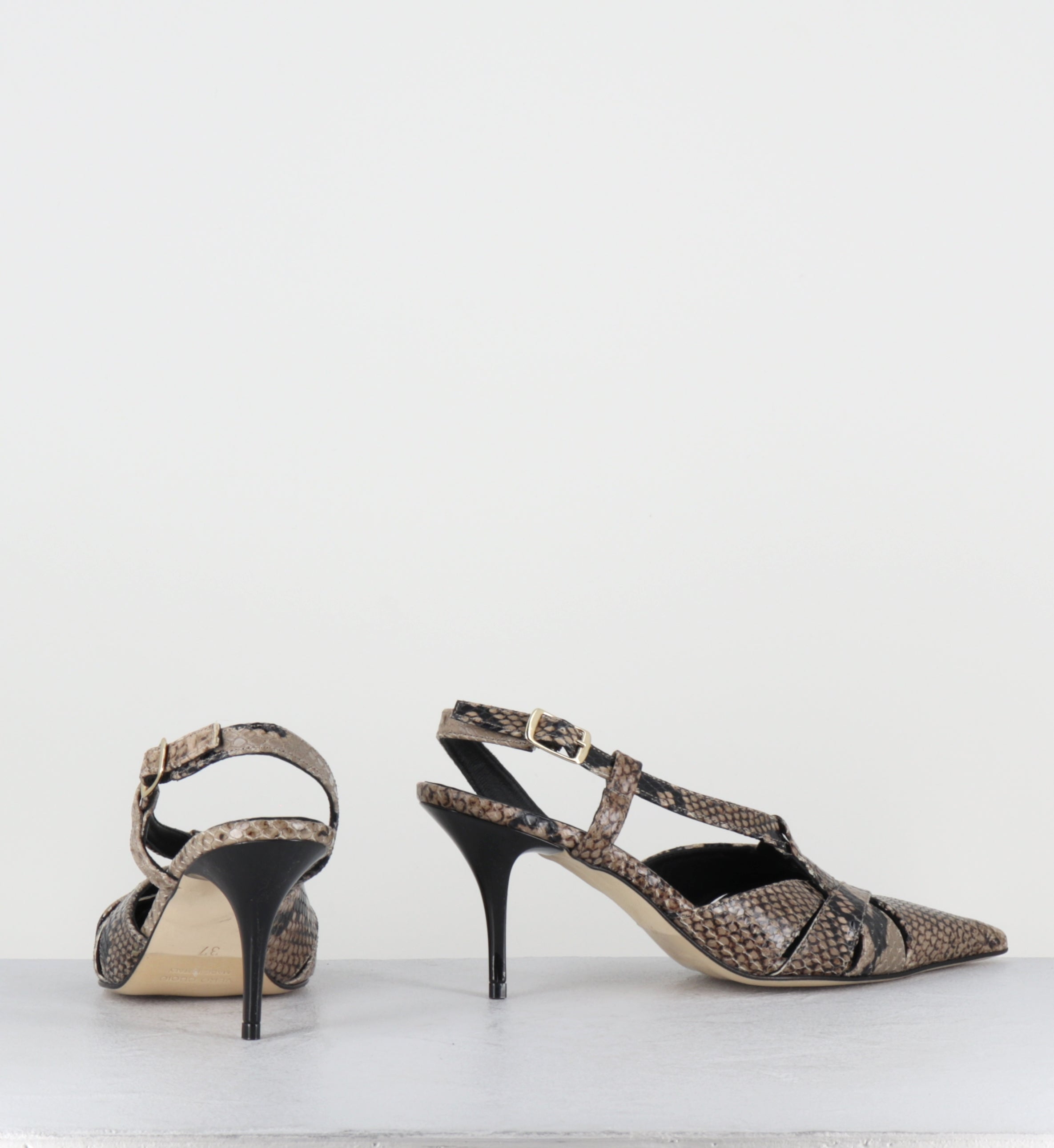 Escarpins bout pointu talon haut python beige  - IANNA PITONE BEIGE