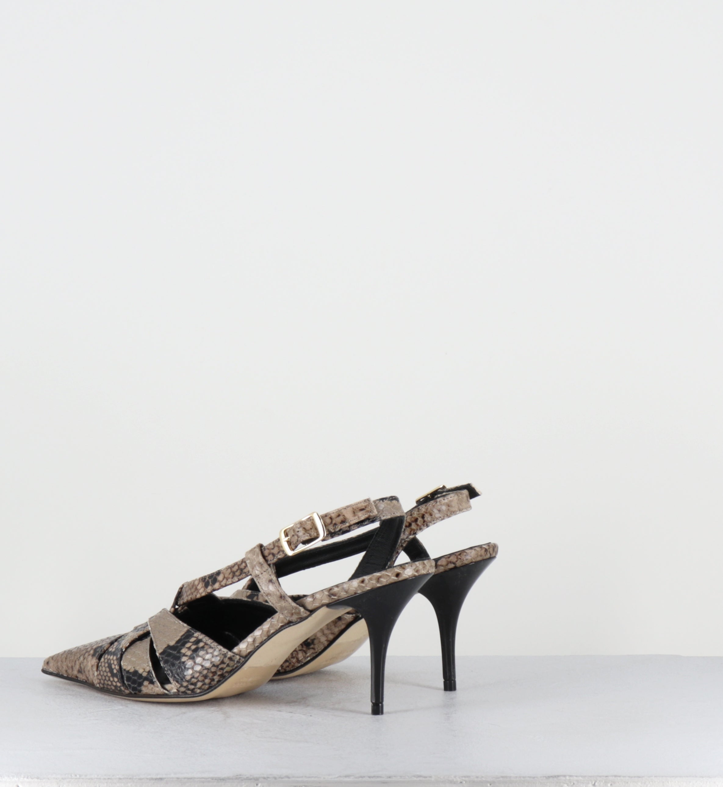 Escarpins bout pointu talon haut python beige  - IANNA PITONE BEIGE