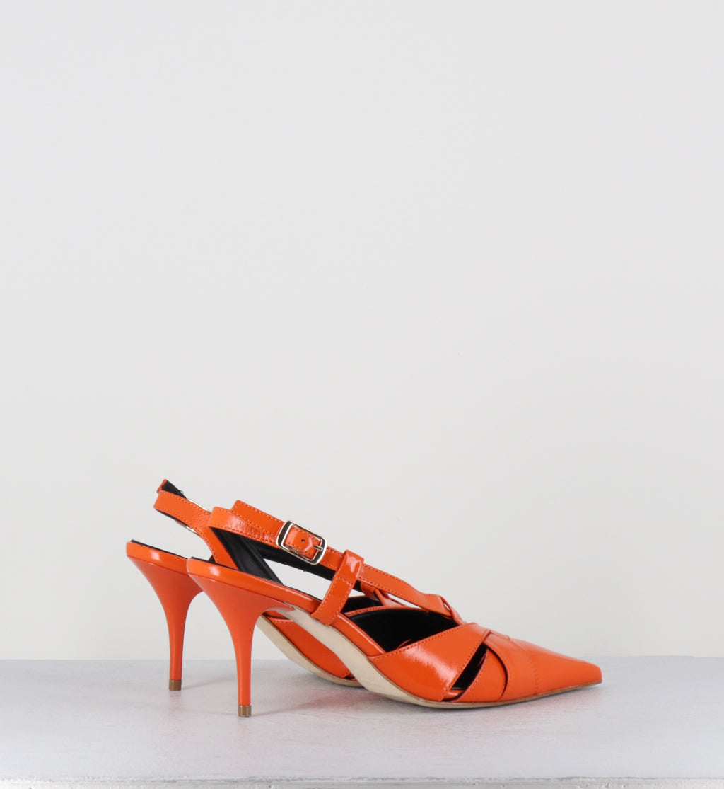 Escarpins bout pointu talon haut cuir orange - ANNA VERLUX MANDARINO