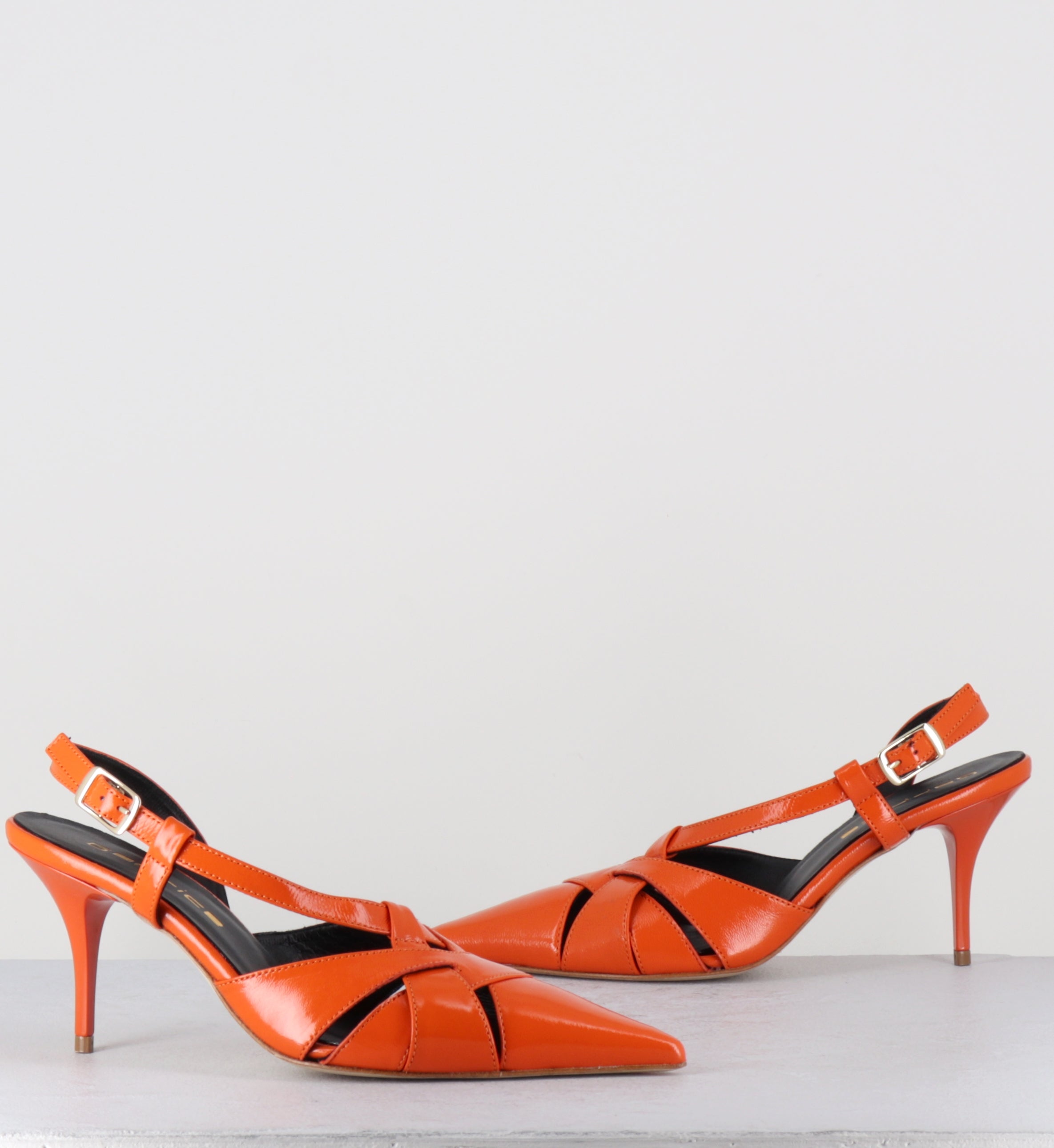 Escarpins bout pointu talon haut cuir orange - ANNA VERLUX MANDARINO