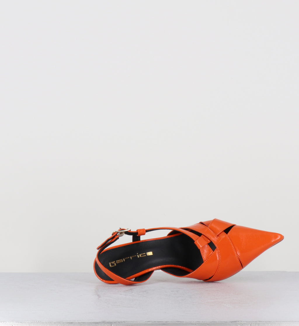 Escarpins bout pointu talon haut cuir orange - ANNA VERLUX MANDARINO
