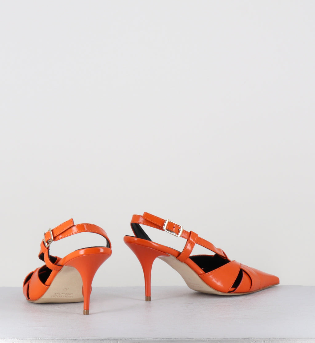 Escarpins bout pointu talon haut cuir orange - ANNA VERLUX MANDARINO