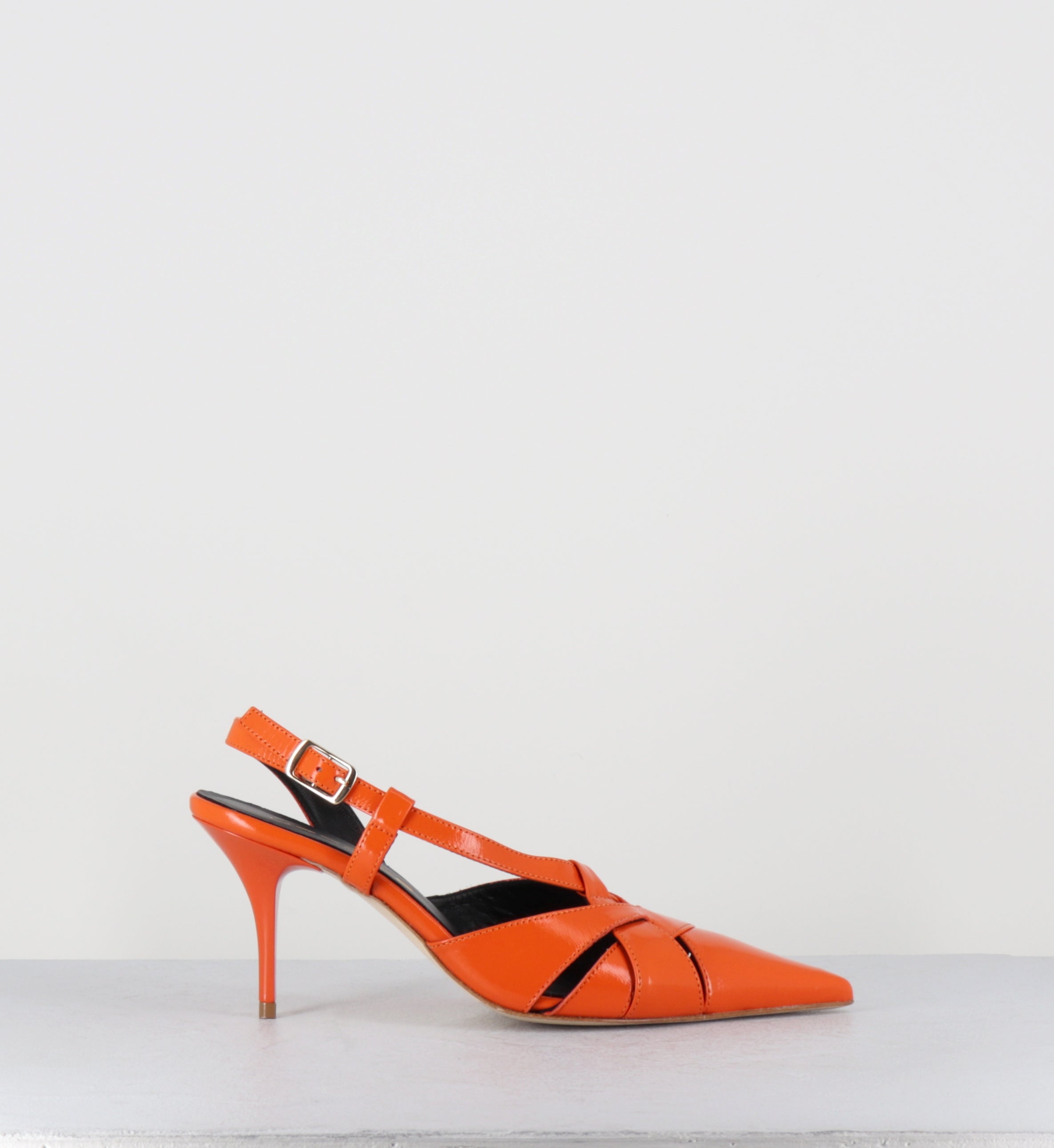 Escarpins bout pointu talon haut cuir orange - ANNA VERLUX MANDARINO