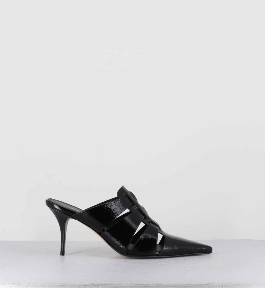 Mules à talon en cuir noir pointues - AVIVE VENEZIA NERO