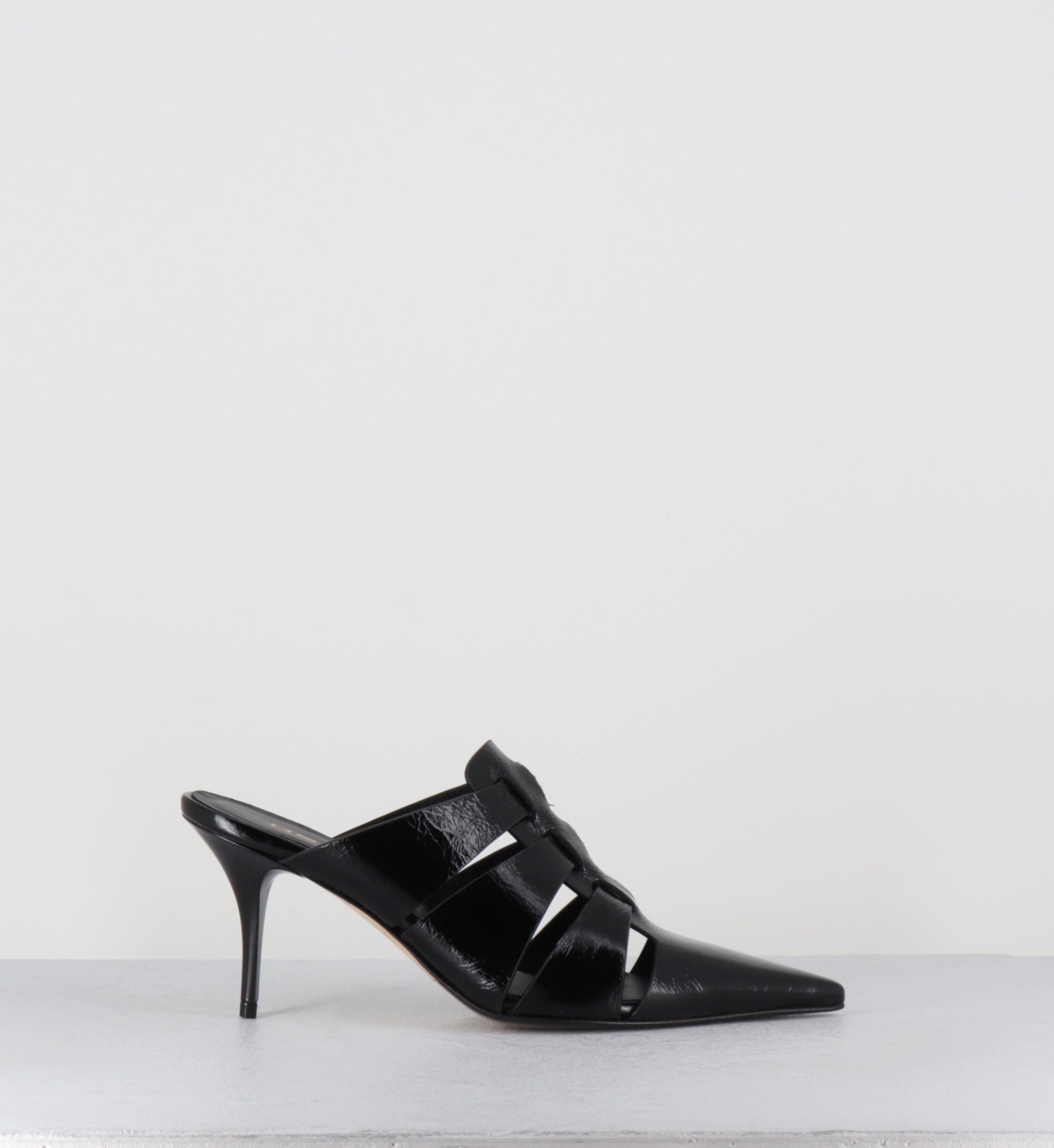 Mules à talon en cuir noir pointues - AVIVE VENEZIA NERO