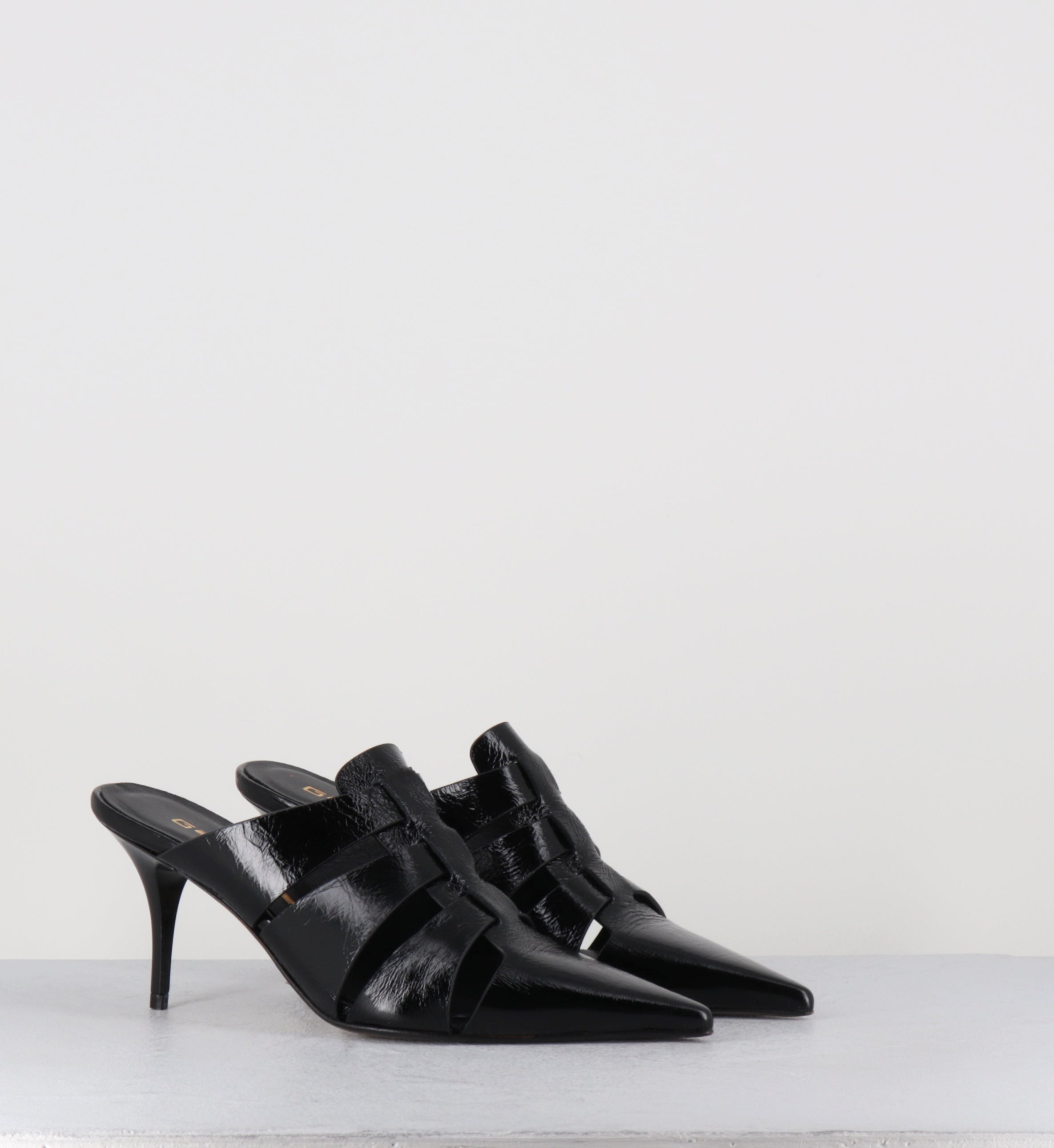 Mules à talon en cuir noir pointues - AVIVE VENEZIA NERO