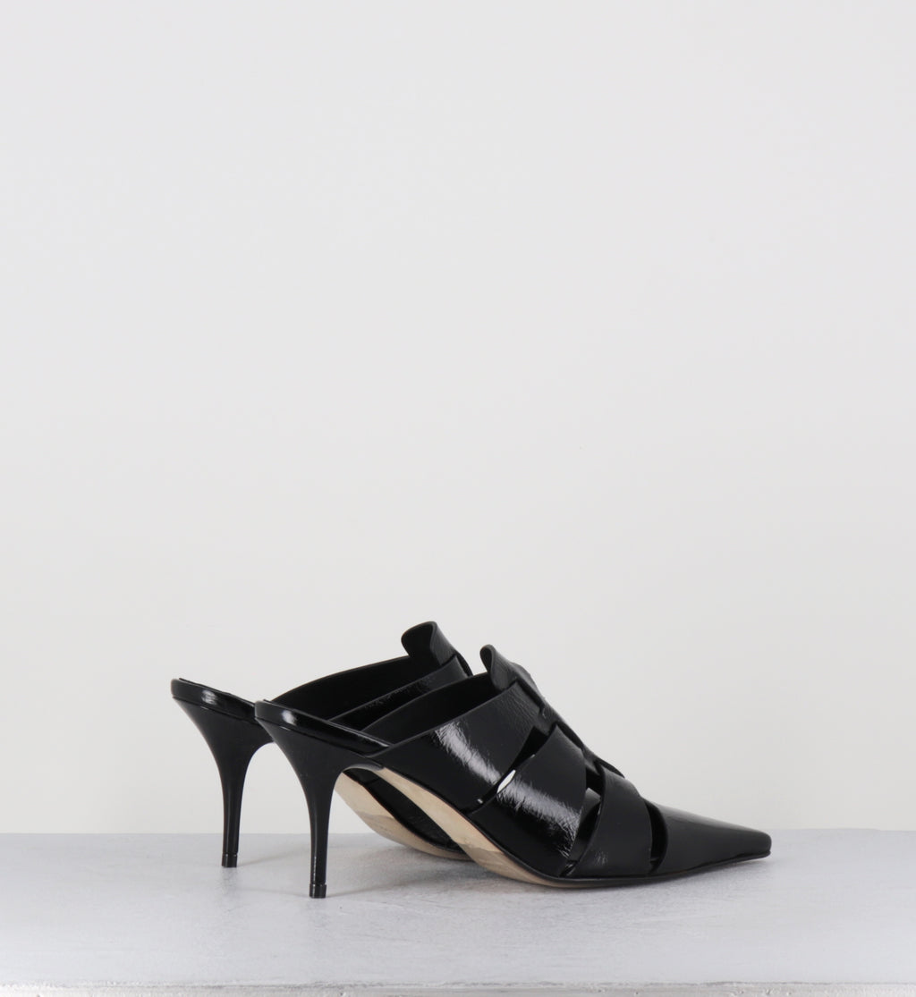 Mules à talon en cuir noir pointues - AVIVE VENEZIA NERO