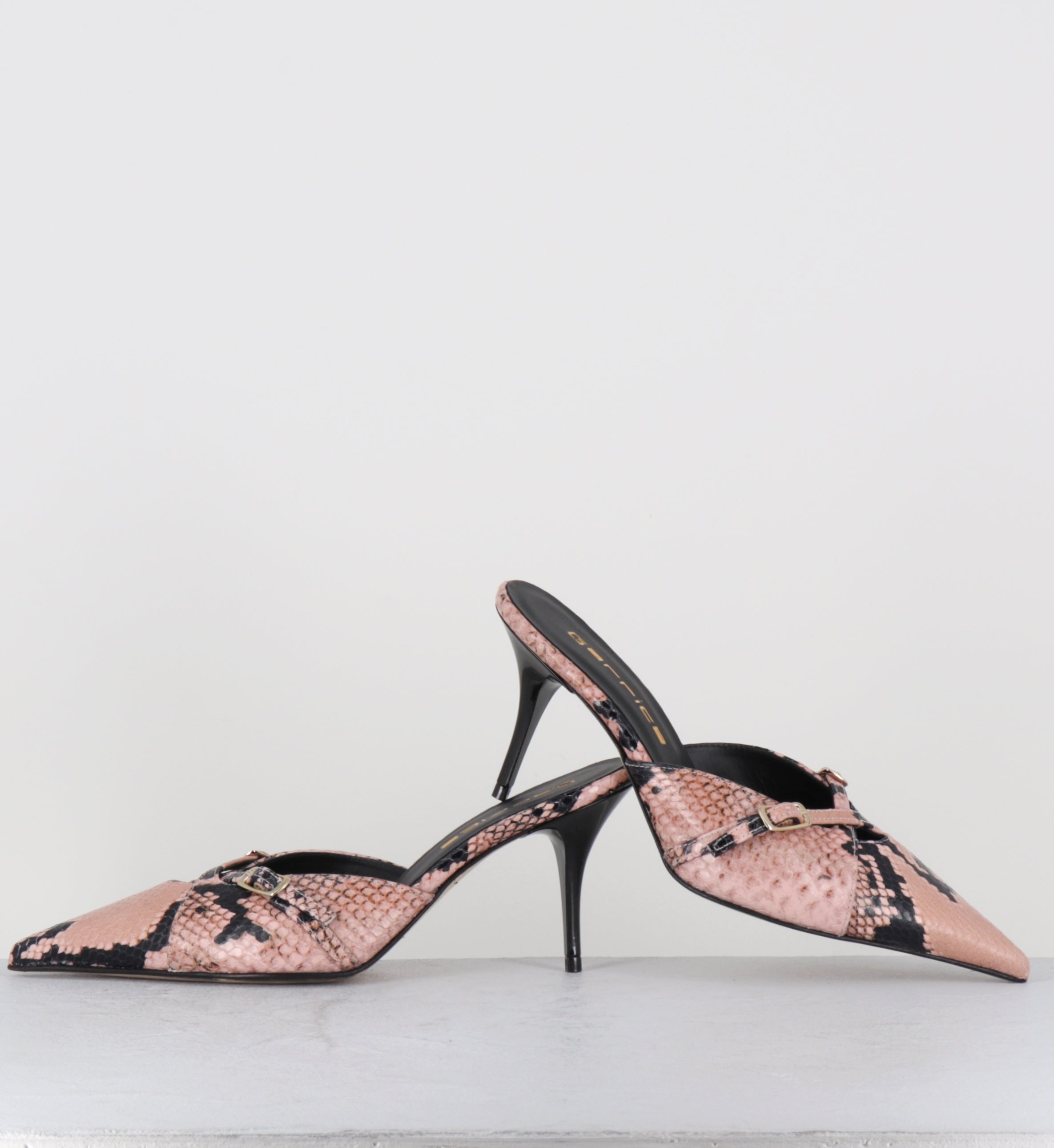 Mules pointu python rose talon haut - TALE PITONE ROSA