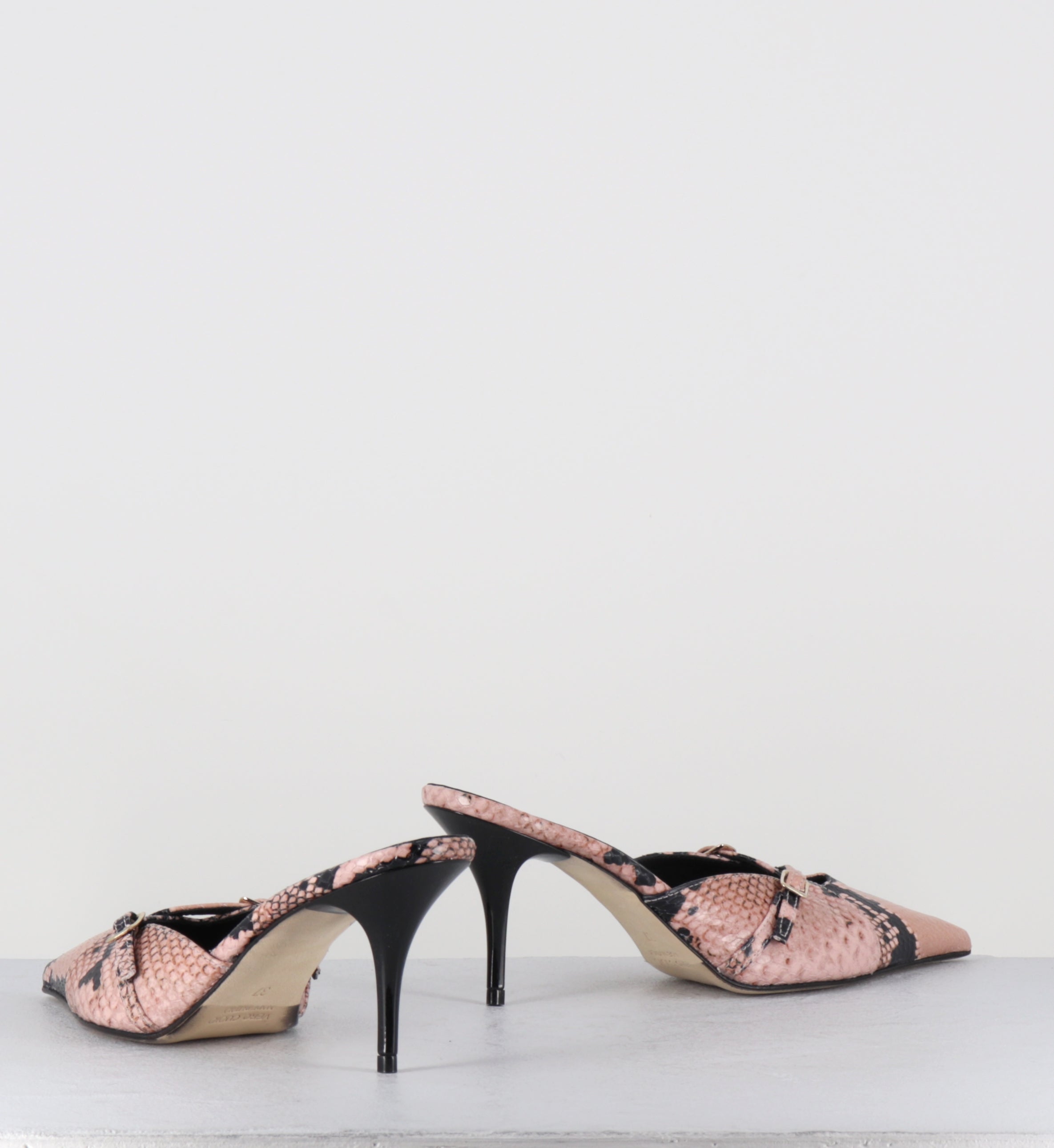 Mules pointu python rose talon haut - TALE PITONE ROSA