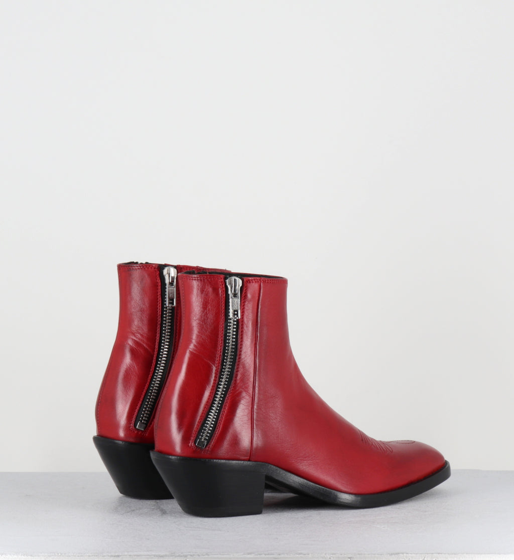 Santiag en cuir rouge hedi slimane - KALEY GLAM ROSSO