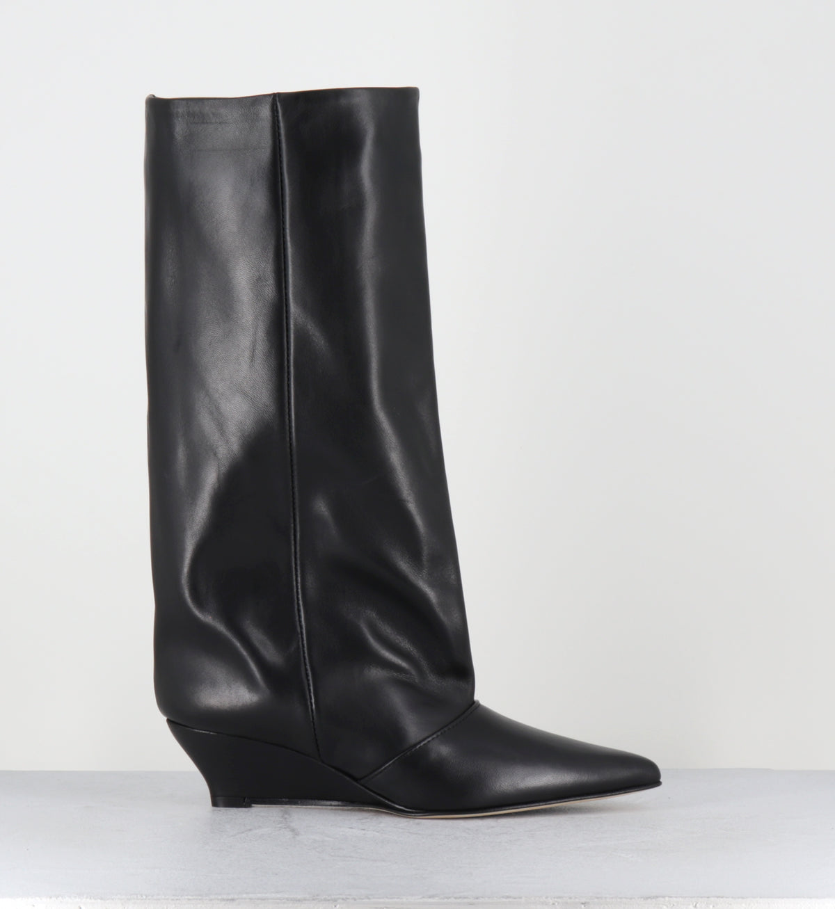 Bottes pointu compensées en cuir noir - KEITA VITELLO NERO