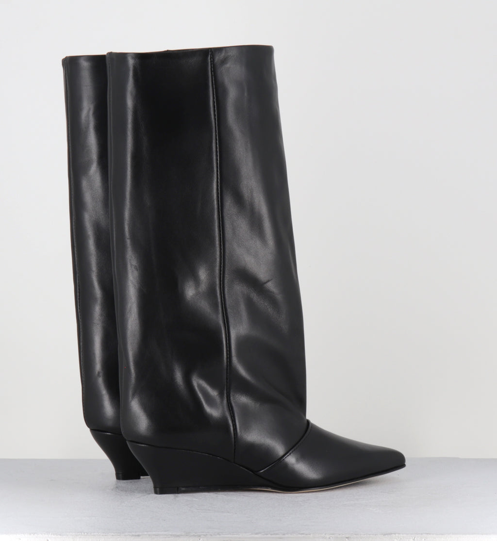 Bottes pointu compensées en cuir noir - KEITA VITELLO NERO