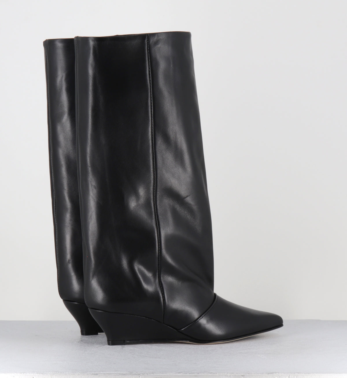 Bottes pointu compensées en cuir noir - KEITA VITELLO NERO