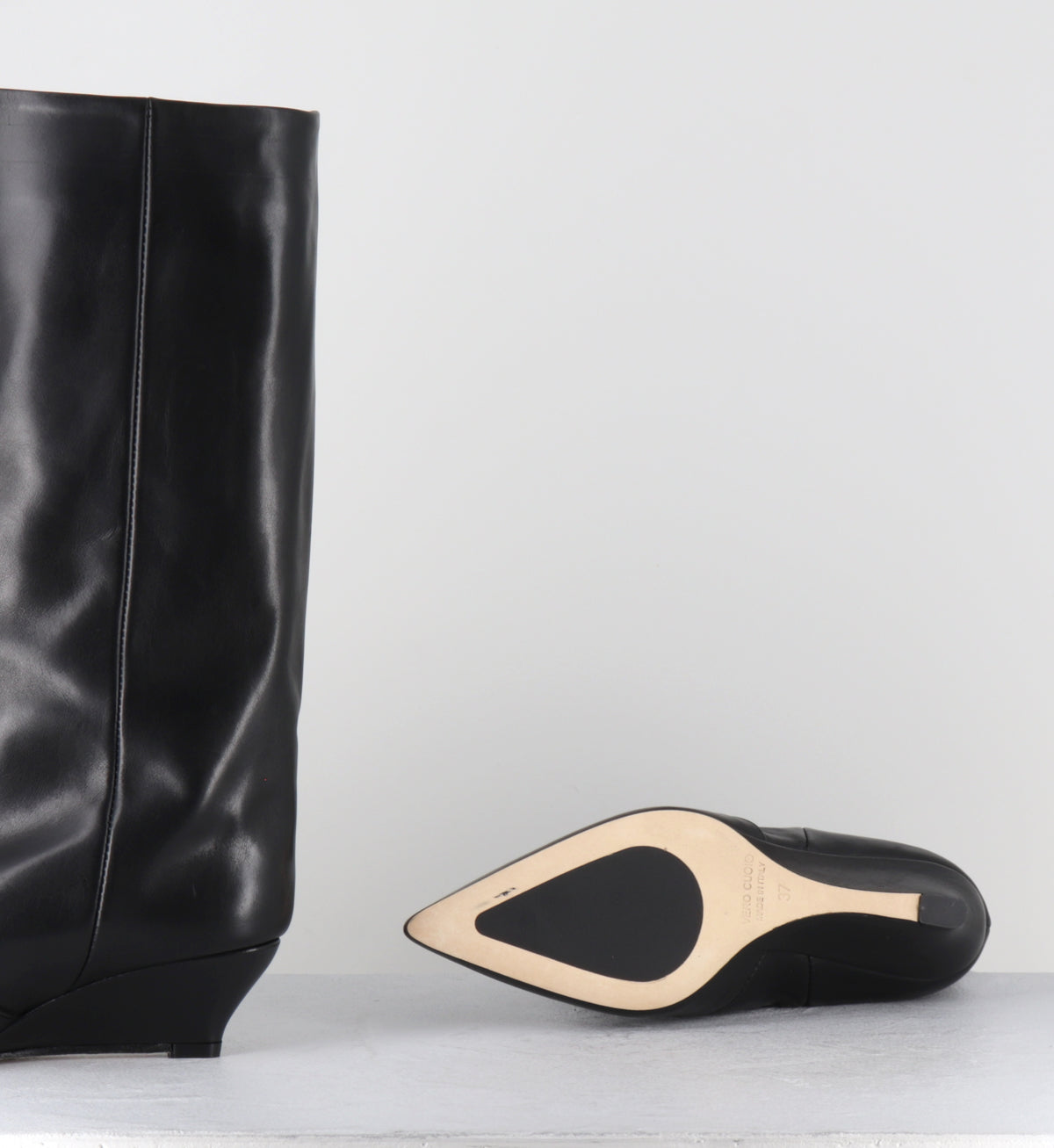 Bottes pointu compensées en cuir noir - KEITA VITELLO NERO