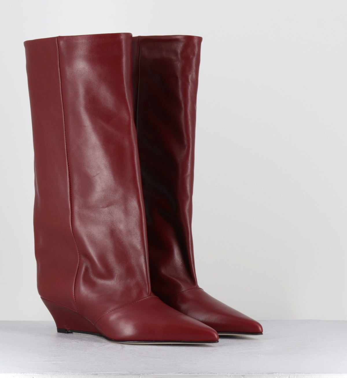 Bottes pointu compensées rouge - KEITA VITELLO BORDEAUX