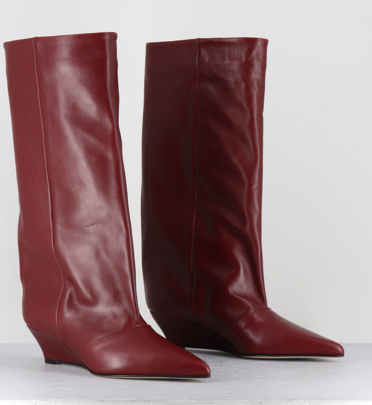 Bottes pointu compensées rouge - KEITA VITELLO BORDEAUX