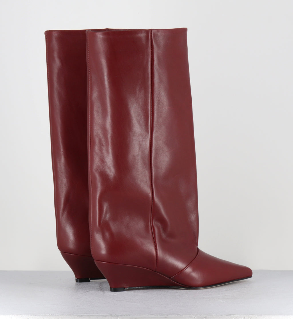 Bottes pointu compensées rouge - KEITA VITELLO BORDEAUX