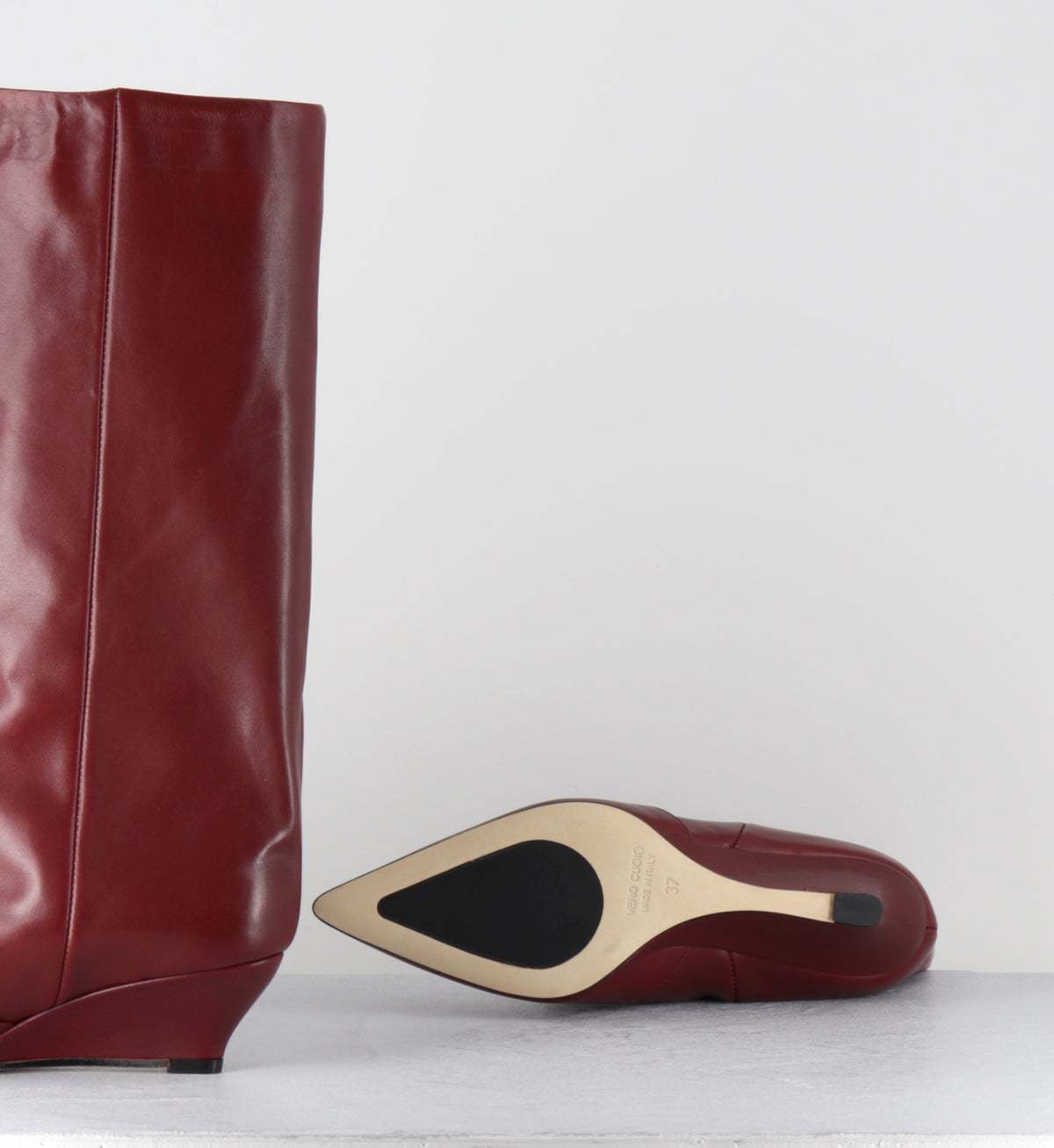 Bottes pointu compensées rouge - KEITA VITELLO BORDEAUX