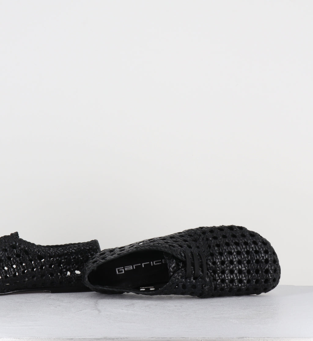 Chaussures à lacets en cuir tressé noir - MILA NEGRO TRENZAD