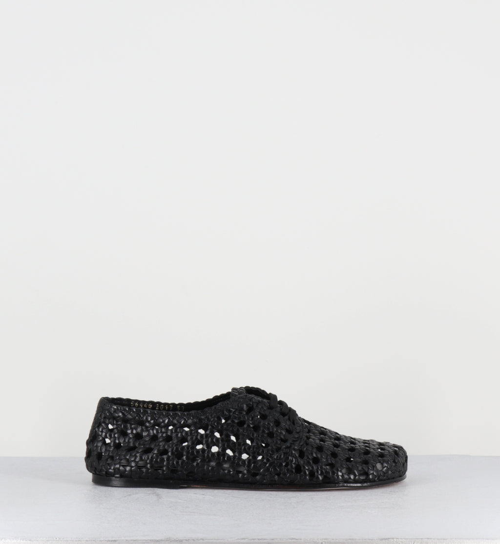 Chaussures à lacets en cuir tressé noir - MILA NEGRO TRENZAD