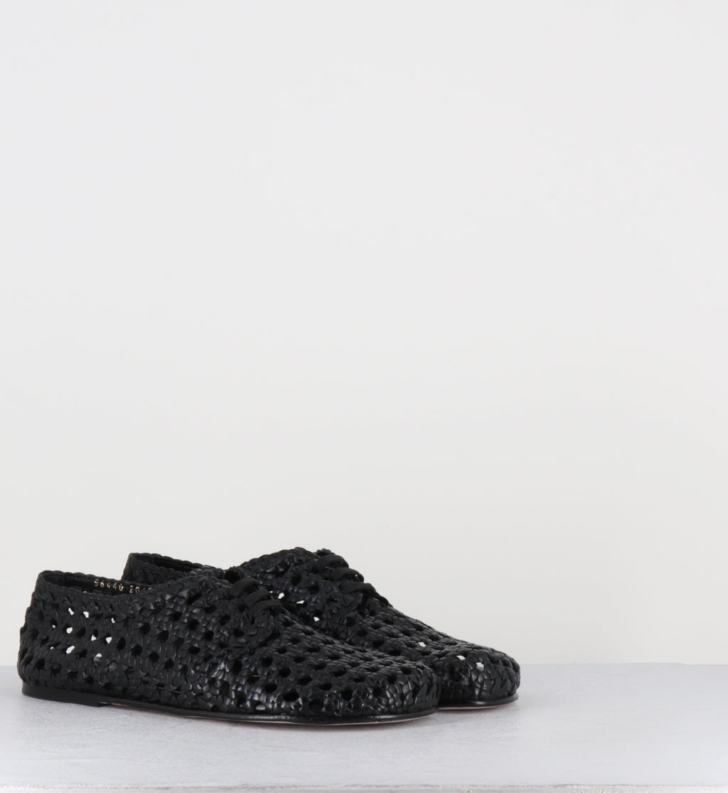Chaussures à lacets en cuir tressé noir - MILA NEGRO TRENZAD