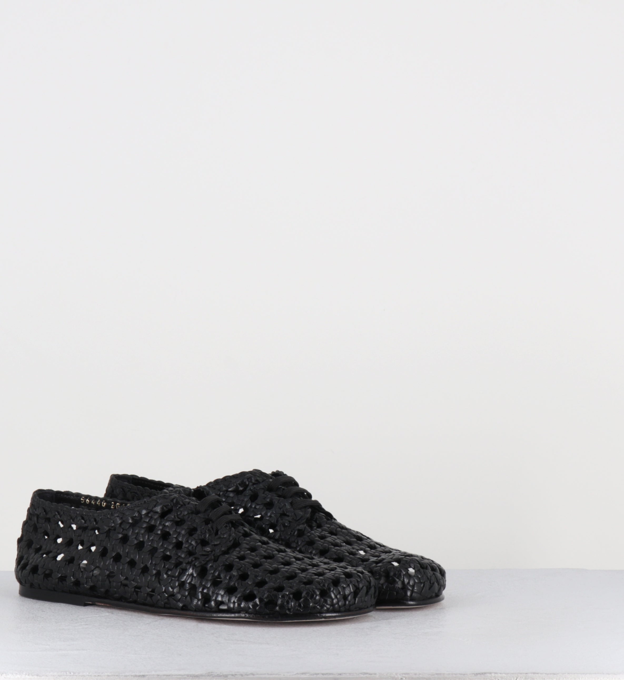 Chaussures à lacets en cuir tressé noir - MILA NEGRO TRENZAD