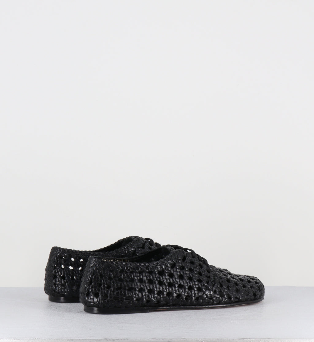 Chaussures à lacets en cuir tressé noir - MILA NEGRO TRENZAD