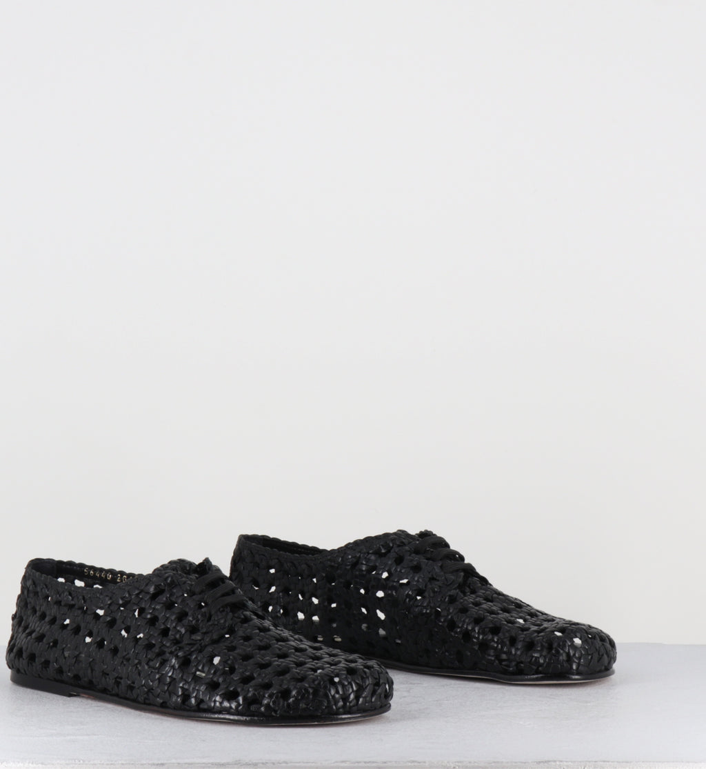 Chaussures à lacets en cuir tressé noir - MILA NEGRO TRENZAD
