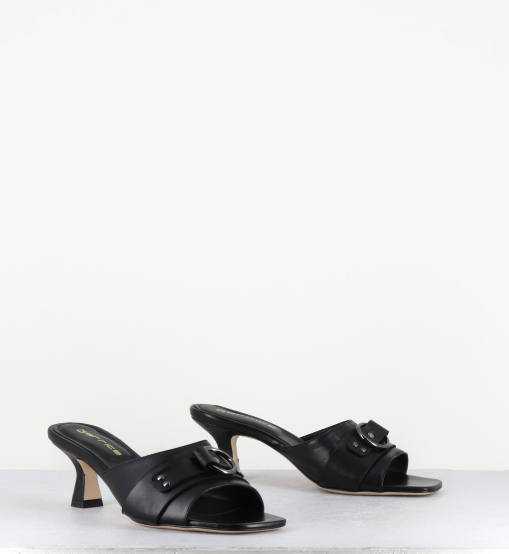 Mules à talon en cuir noir - PIDIO NAPPA NERO