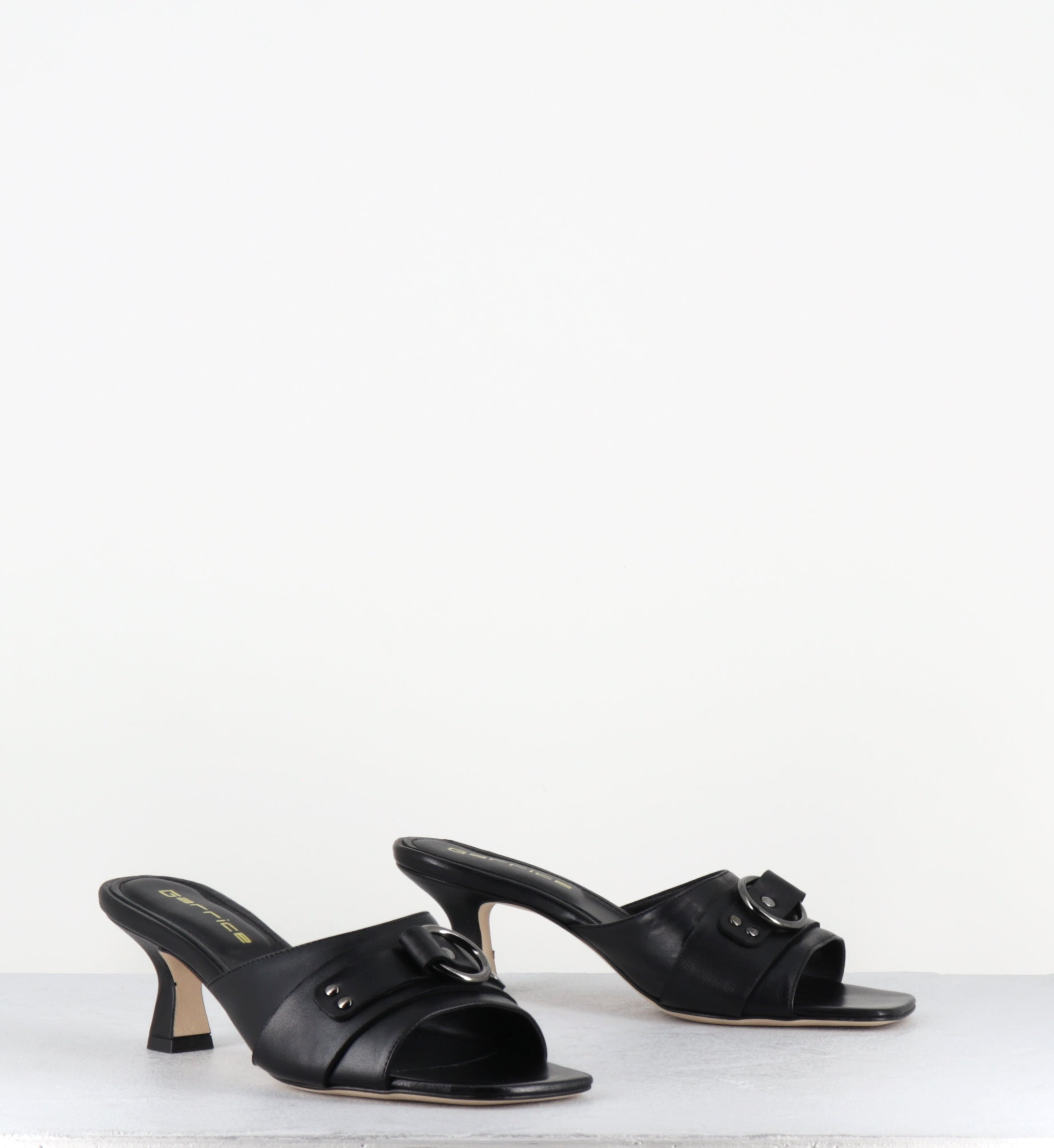 Mules à talon en cuir noir - PIDIO NAPPA NERO