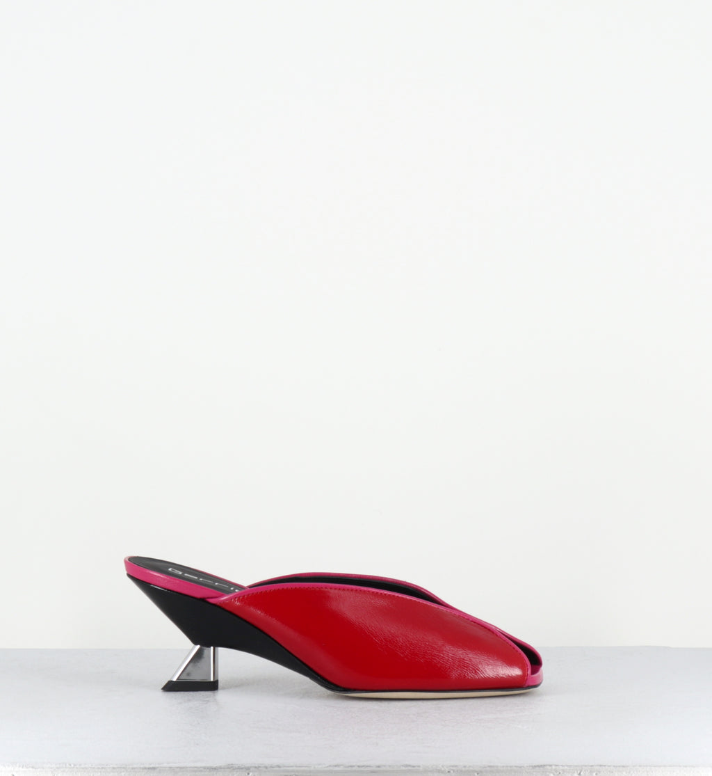 Mules en cuir rouge fuchsia noir - BELI VERLUX ROSSO
