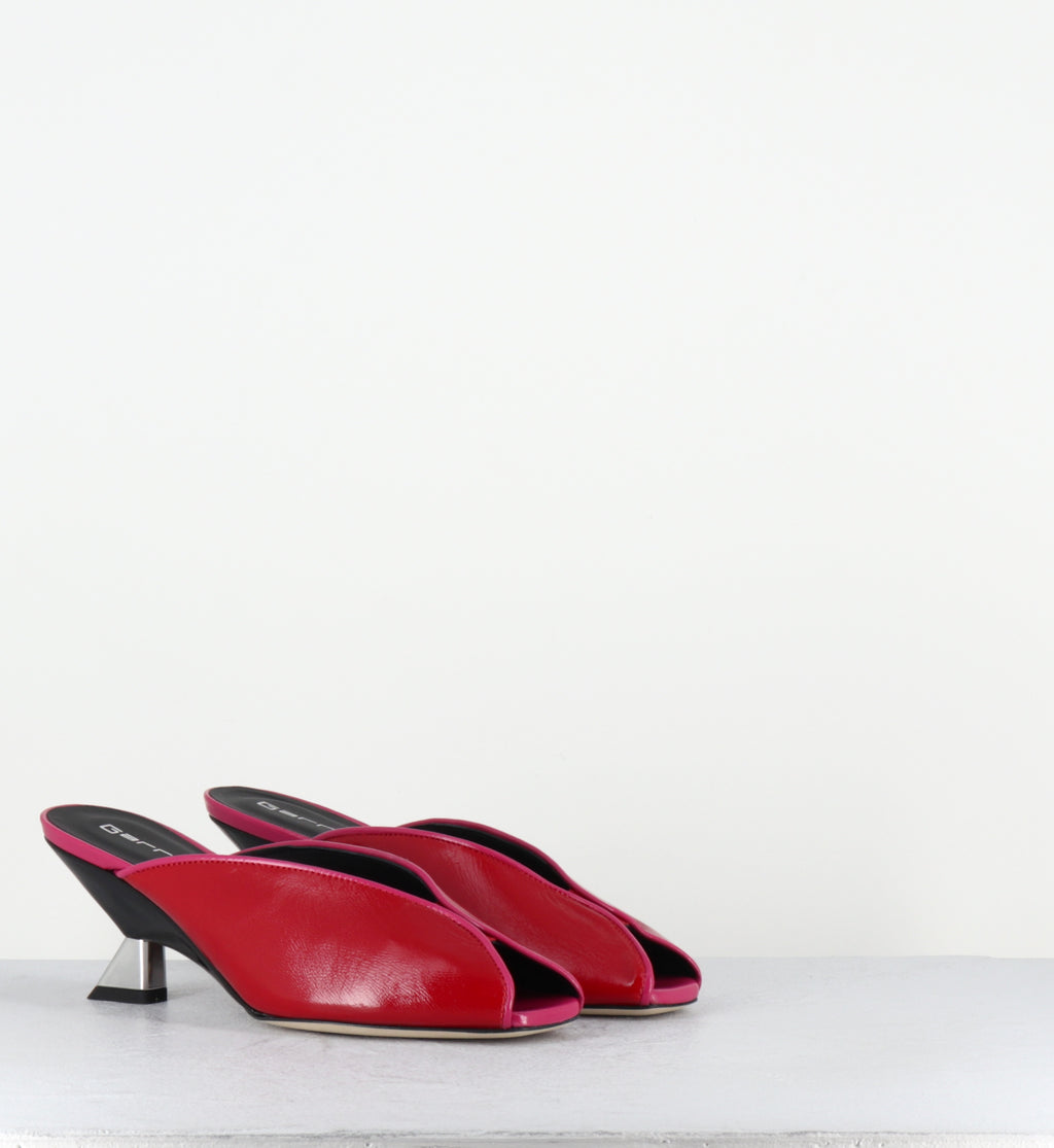 Mules en cuir rouge fuchsia noir - BELI VERLUX ROSSO