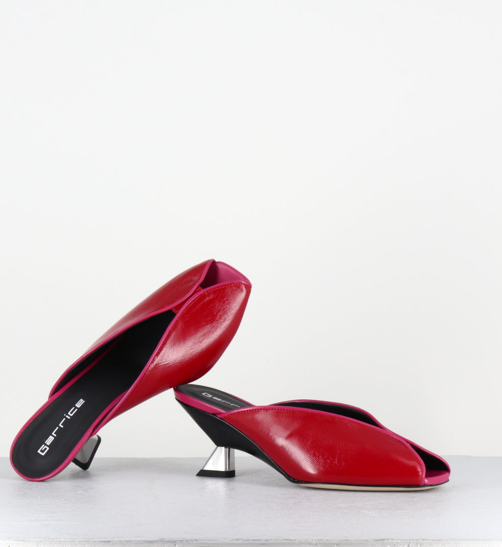 Mules en cuir rouge fuchsia noir - BELI VERLUX ROSSO