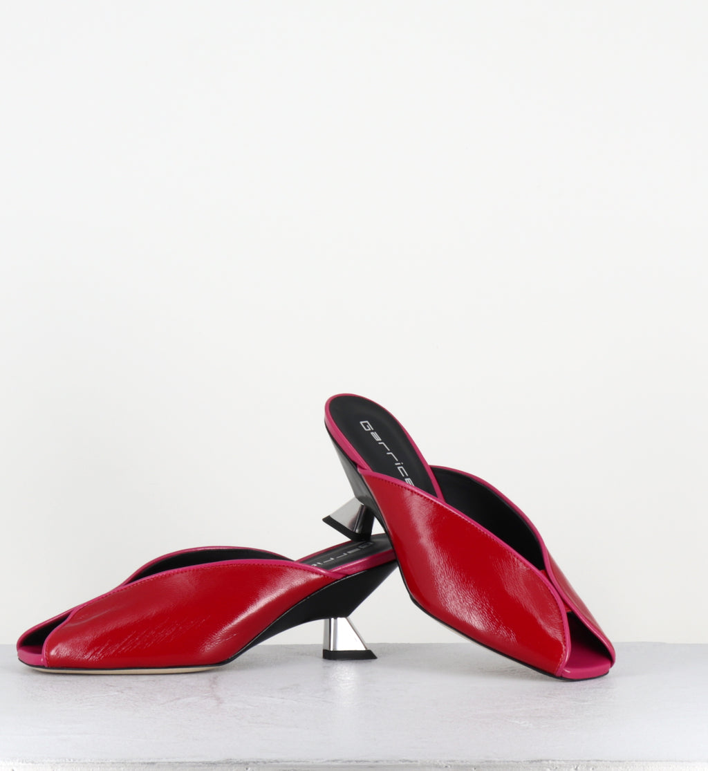 Mules en cuir rouge fuchsia noir - BELI VERLUX ROSSO