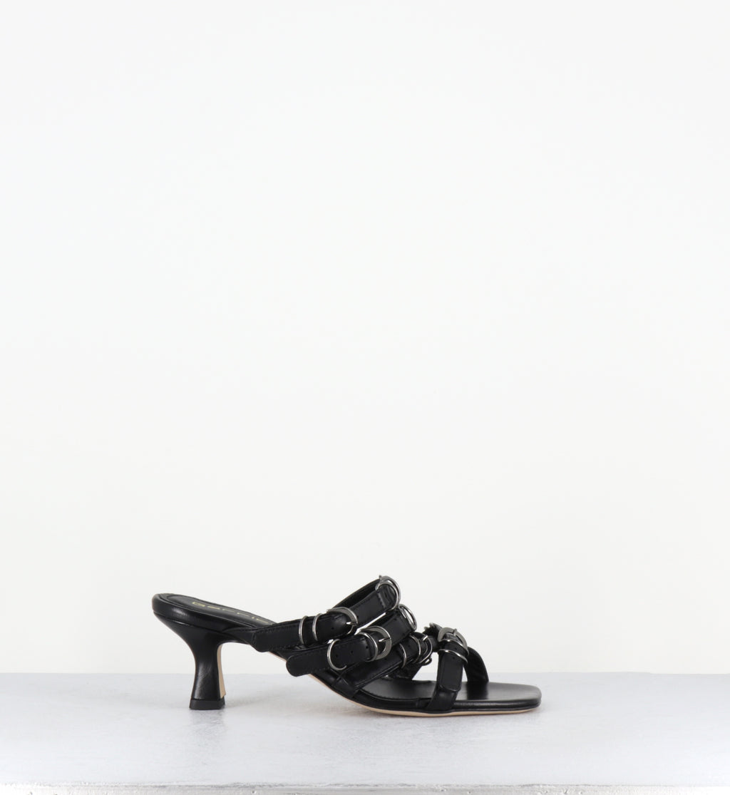 Mules cuir noir piercing - SARI NAPPA NERO