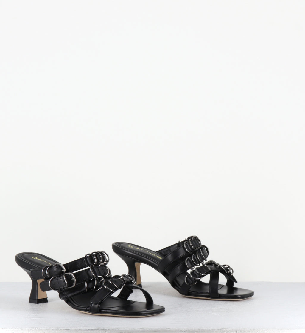 Mules cuir noir piercing - SARI NAPPA NERO