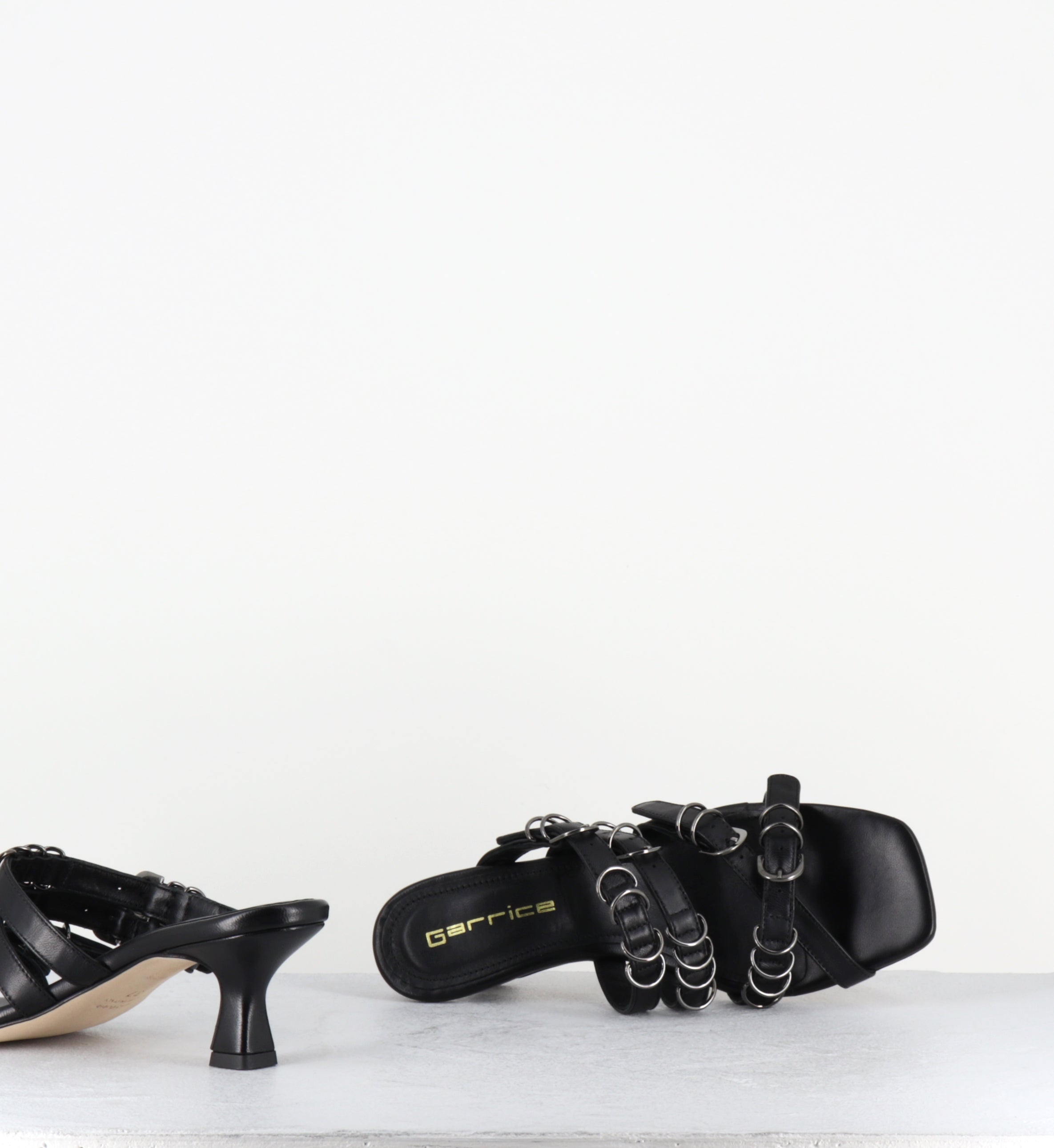 Mules cuir noir piercing - SARI NAPPA NERO