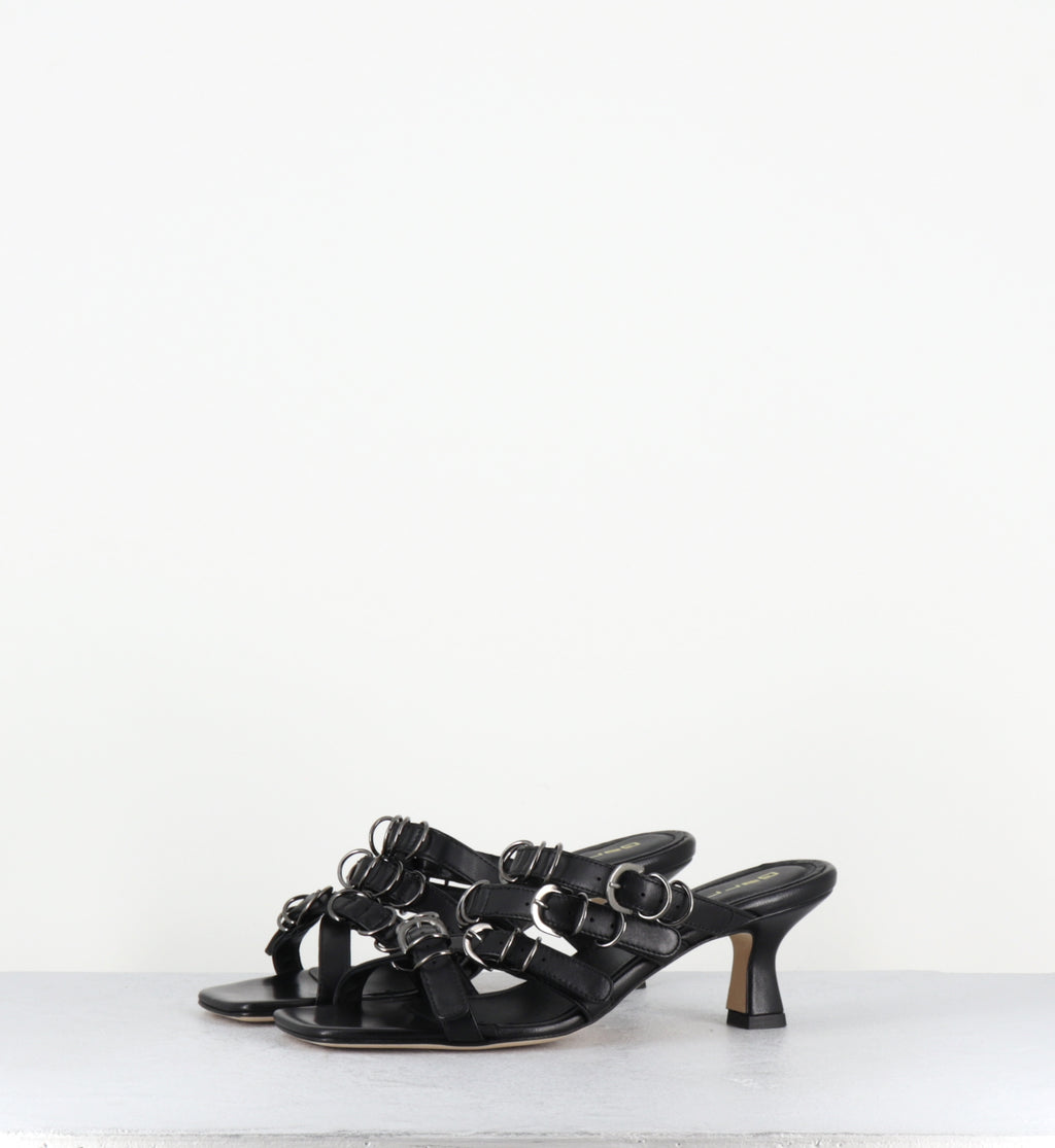 Mules cuir noir piercing - SARI NAPPA NERO